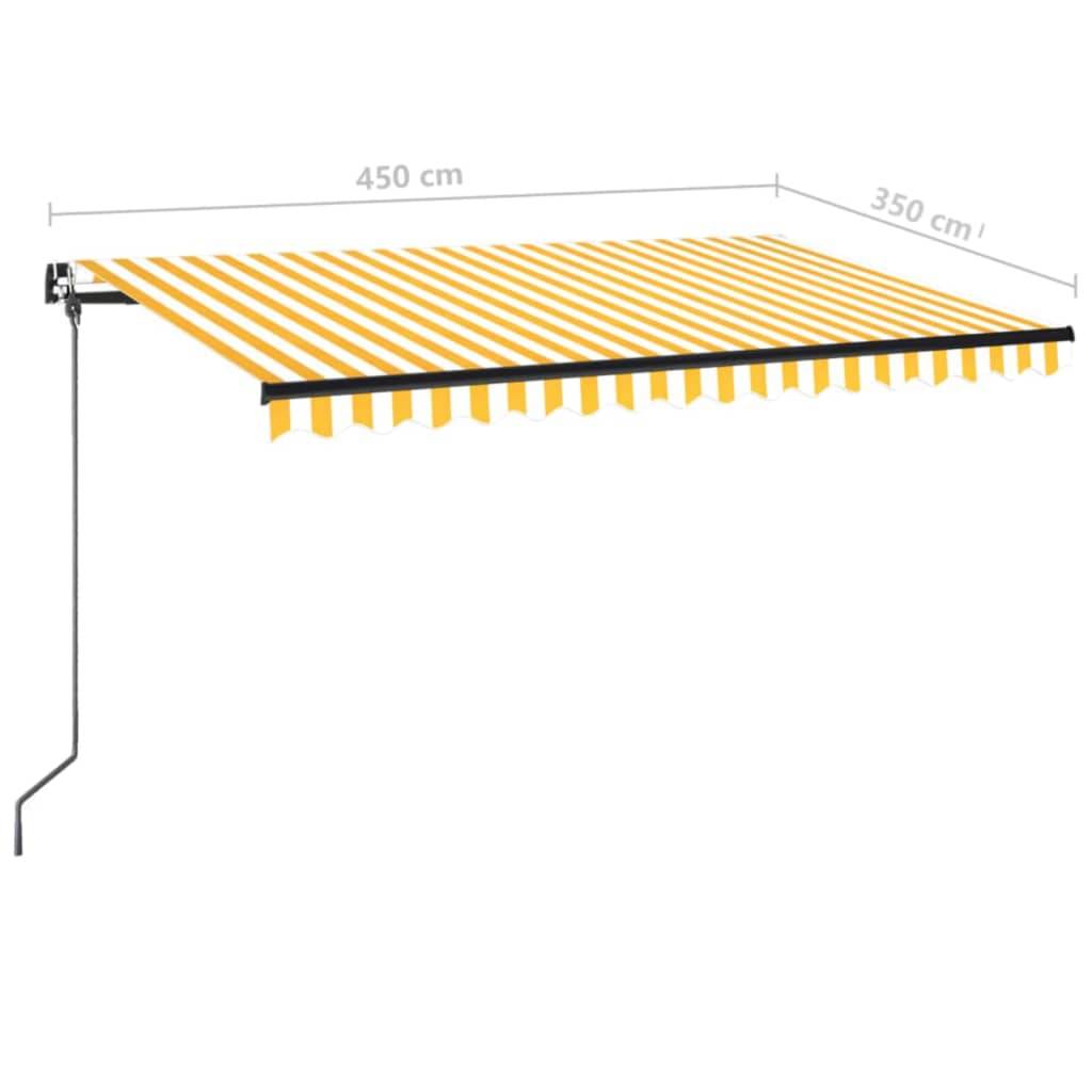 Store banne manuel éclairage LED aluminium pour terrasse 450x350cm Jaune/Blanc - ComfortXL Outdoor Living - Image 7
