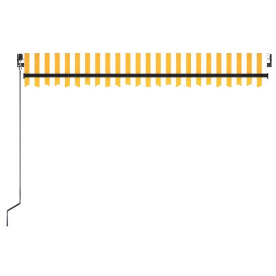 Store banne manuel éclairage LED aluminium pour terrasse 450x350cm Jaune/Blanc - ComfortXL Outdoor Living - Image 4