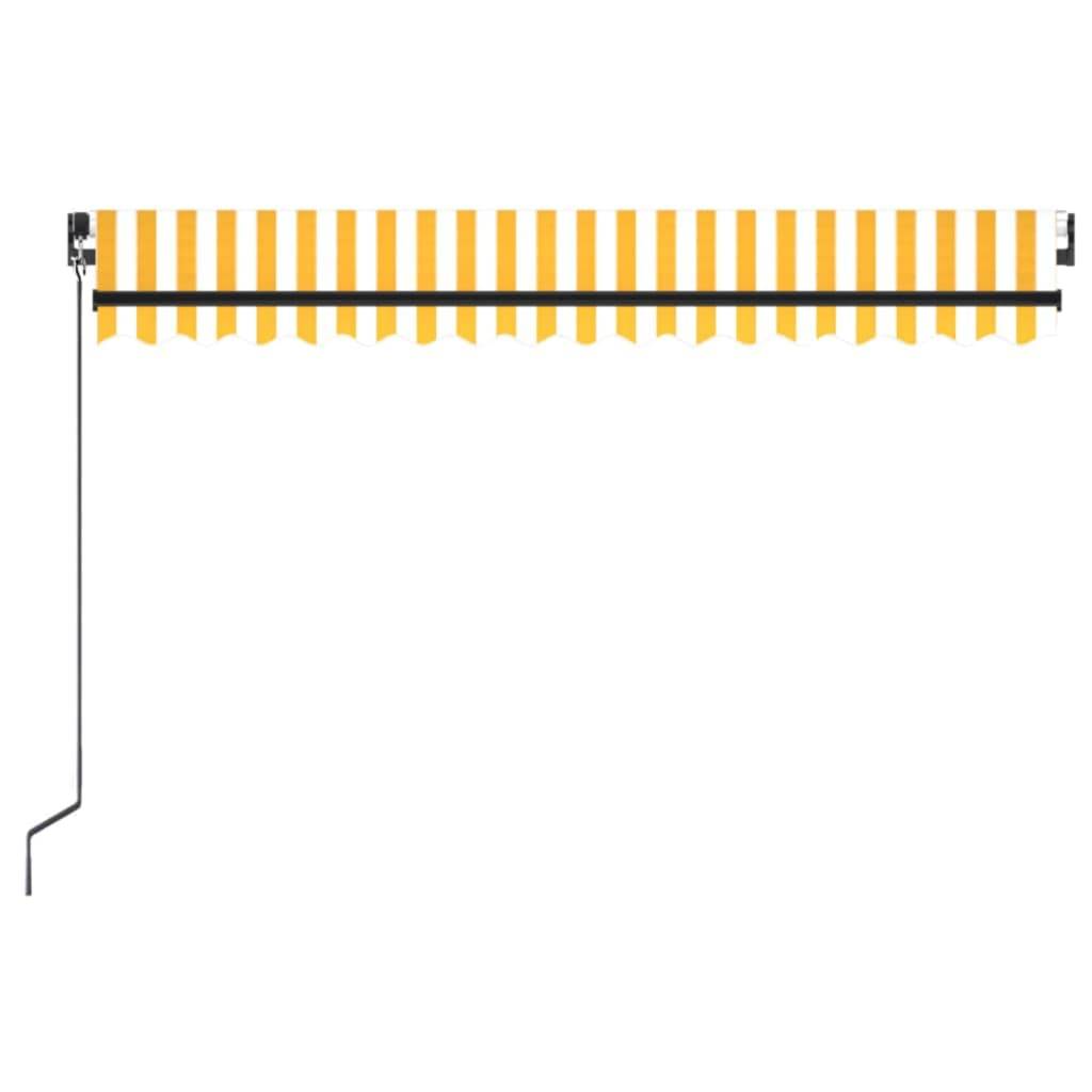 Store banne manuel éclairage LED aluminium pour terrasse 450x350cm Jaune/Blanc - ComfortXL Outdoor Living - Image 4