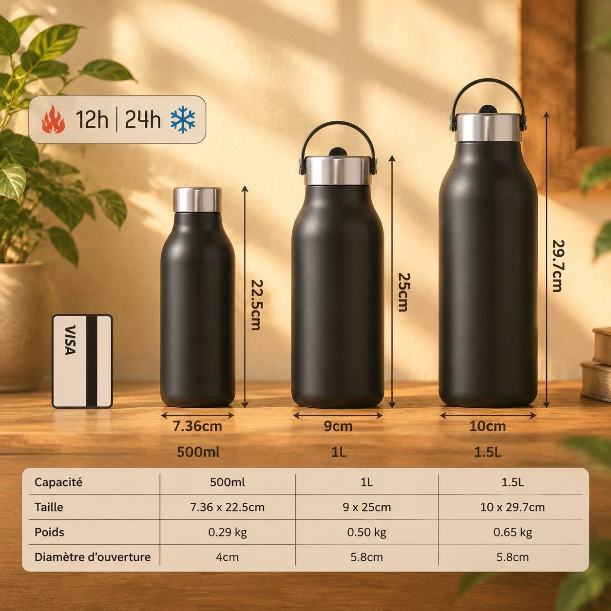 Bouteille Isotherme Acier Inox 500ml Sans BPA, Étanche Isolation 24h Froid 12h Chaud - Image 6