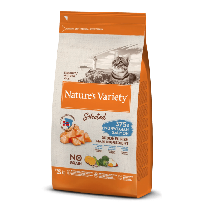 CROQUETTE CHAT - SELECTED STERILISE - SAUMON NORVEGIEN - NATURE'S VARIETY 3 kg - Imagen 1