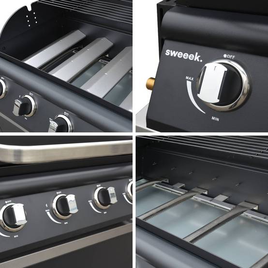 sweeek - Barbecue à gaz avec 4 brûleurs à poser avec récupérateur de graisse | sweeek - Image 7