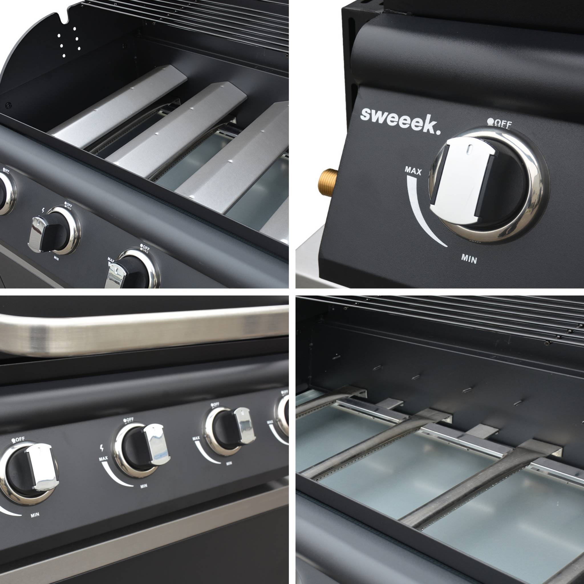 sweeek - Barbecue à gaz avec 4 brûleurs à poser avec récupérateur de graisse | sweeek - Image 7