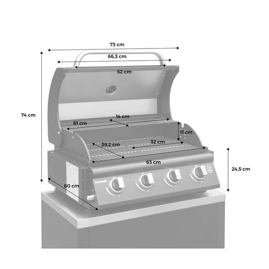 sweeek - Barbecue à gaz avec 4 brûleurs à poser avec récupérateur de graisse | sweeek - Image 4