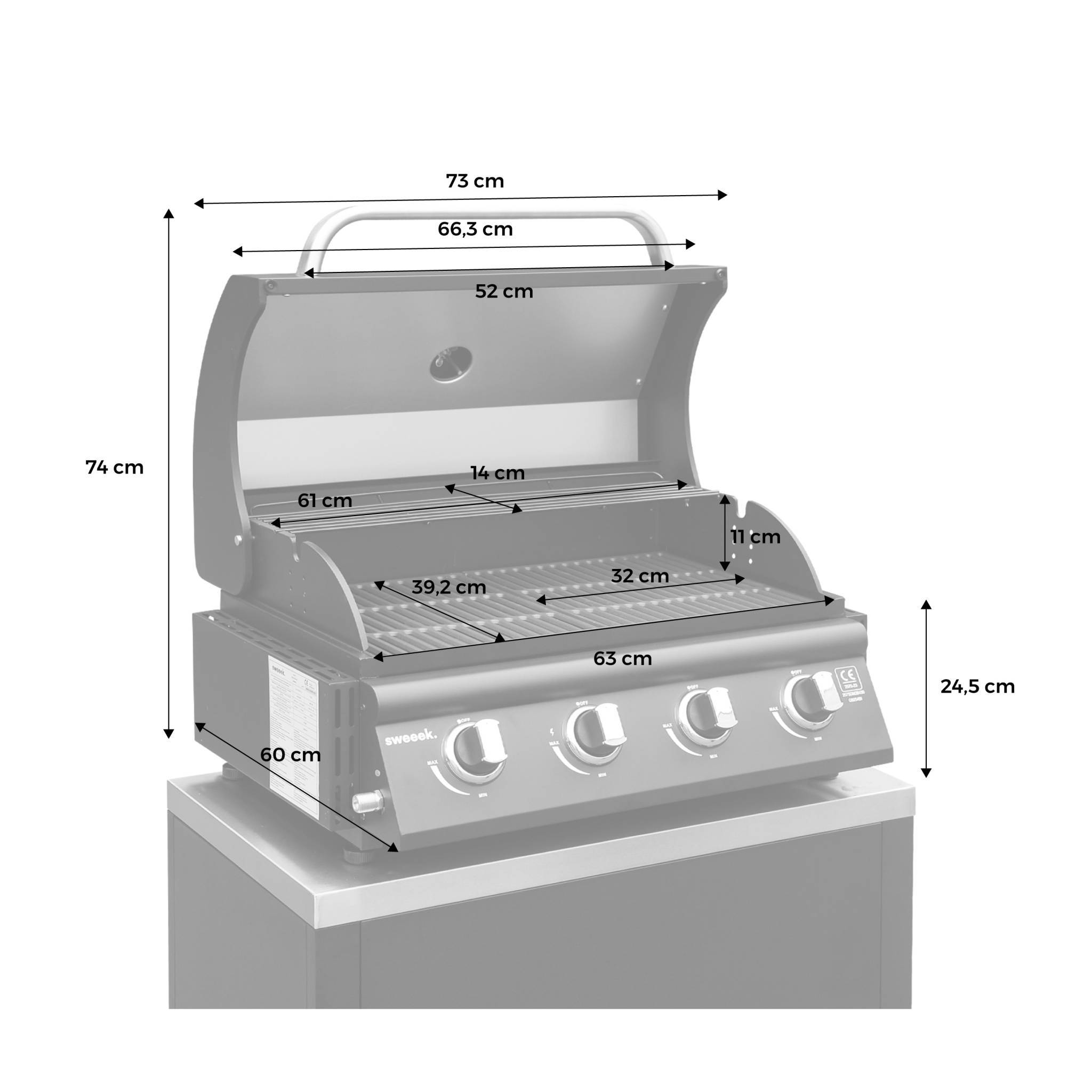 sweeek - Barbecue à gaz avec 4 brûleurs à poser avec récupérateur de graisse | sweeek - Image 4