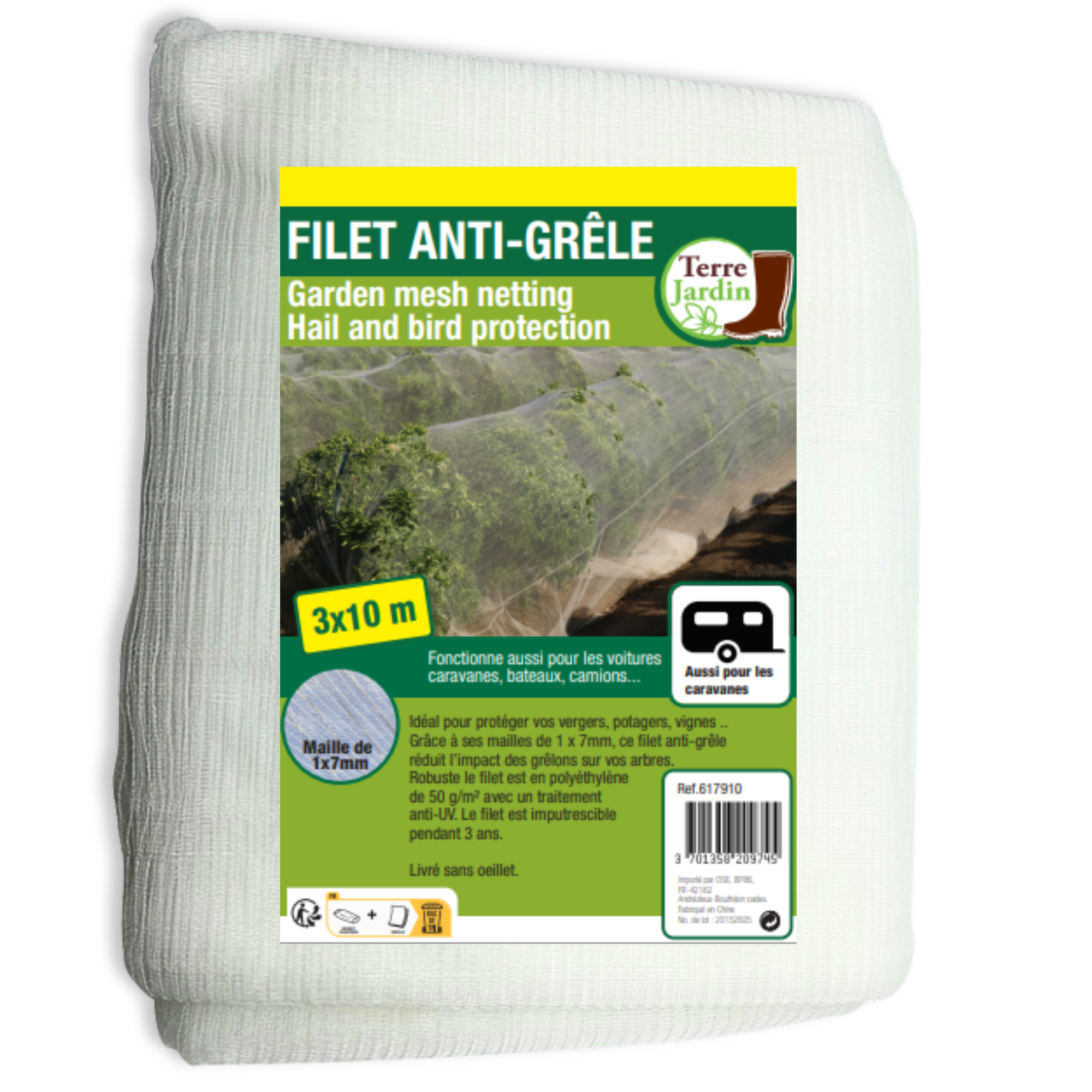 Filet anti oiseaux / grêle 3x10 m
