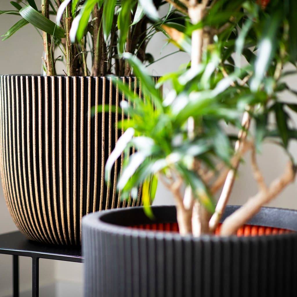 Maison Chic - Jardinière - Pot De Fleurs - Bac à Fleurs Groove 43x41 cm noir et doré - Imagen 3