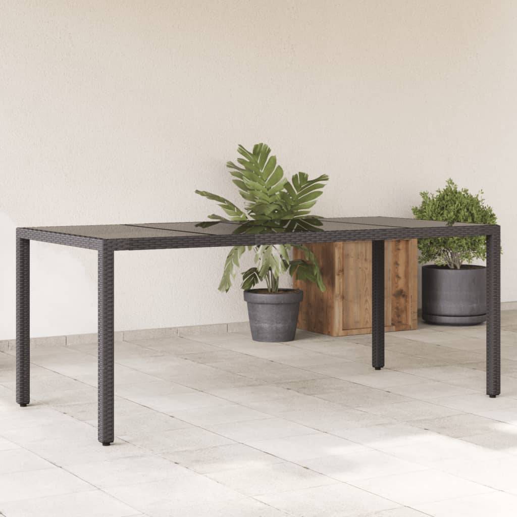 PANGIVO - Table de jardin résine tressée verre trempé noir 190 x 90 x 75 cm, Poids :29.6kg - PANGIVO - Image 1
