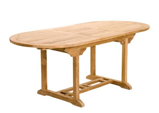 FUN - Table de jardin 6/8 personnes - ovale ext. 150/200 bois Teck - Image 1