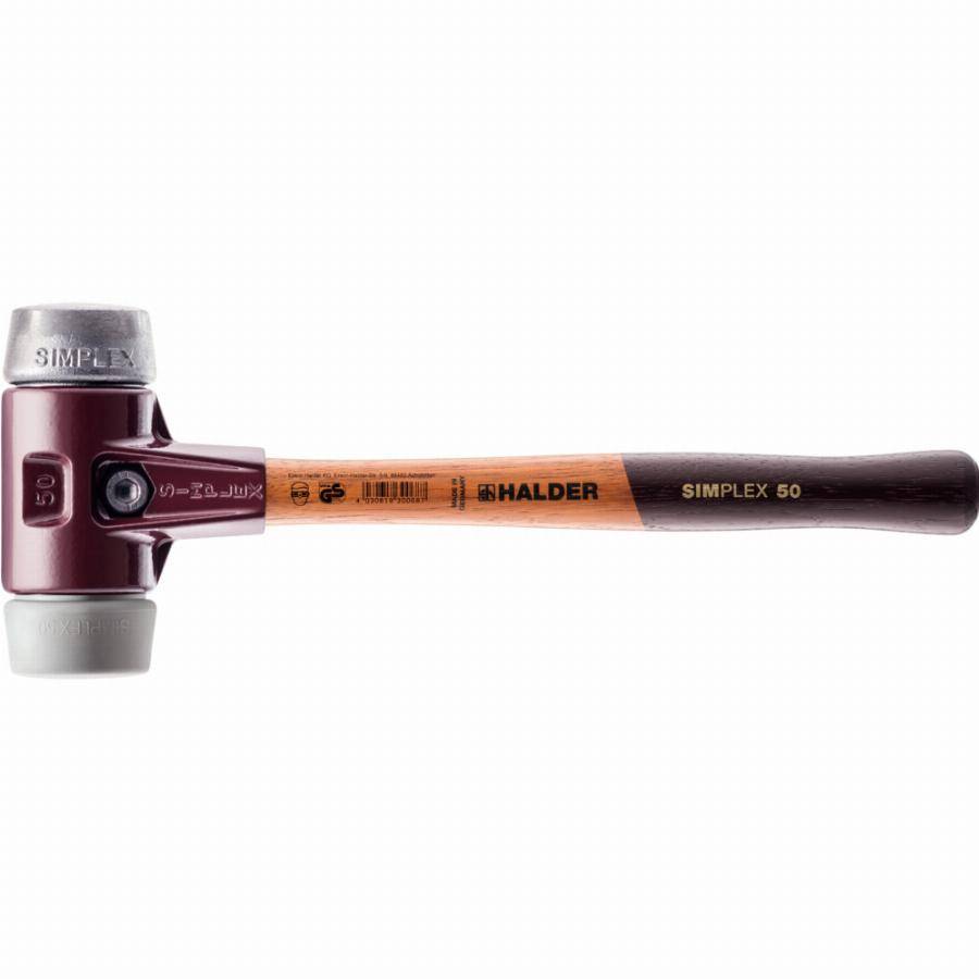 Maillet HALDER SIMPLEX TPE moyen / métal doux avec boîtier en fonte malléable et manche en bois - D=40 mm - 3039.040