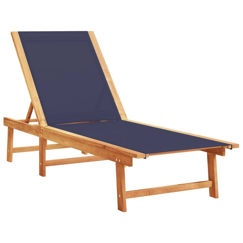 Maison Chic - Lot de 2 Bain de soleil - Transats - Chaises longues bleu bois d'acacia solide et textilène - MEUBLE PRO - Image 3