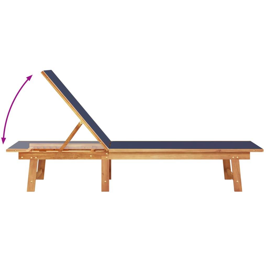 Maison Chic - Lot de 2 Bain de soleil - Transats - Chaises longues bleu bois d'acacia solide et textilène - MEUBLE PRO - Image 4