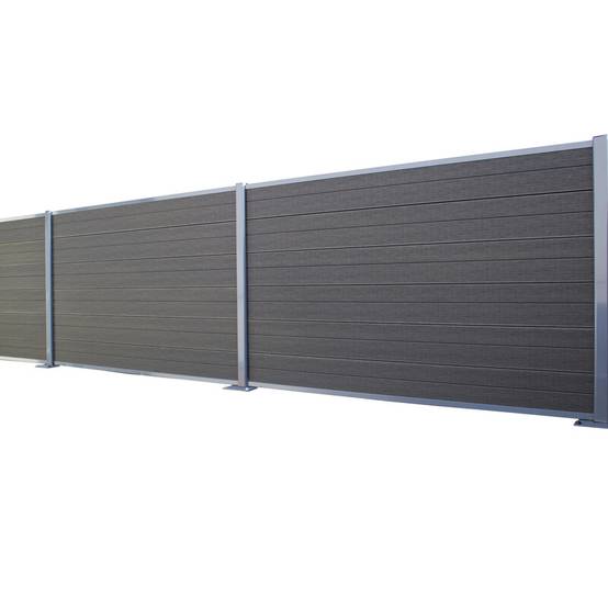 Kit complet extension clôture composite coextrudé 1,50 L x 1,80 H (lames réversibles) - Gris anthracite/Gris clair, H 180 cm, L 150 cm - Image 1