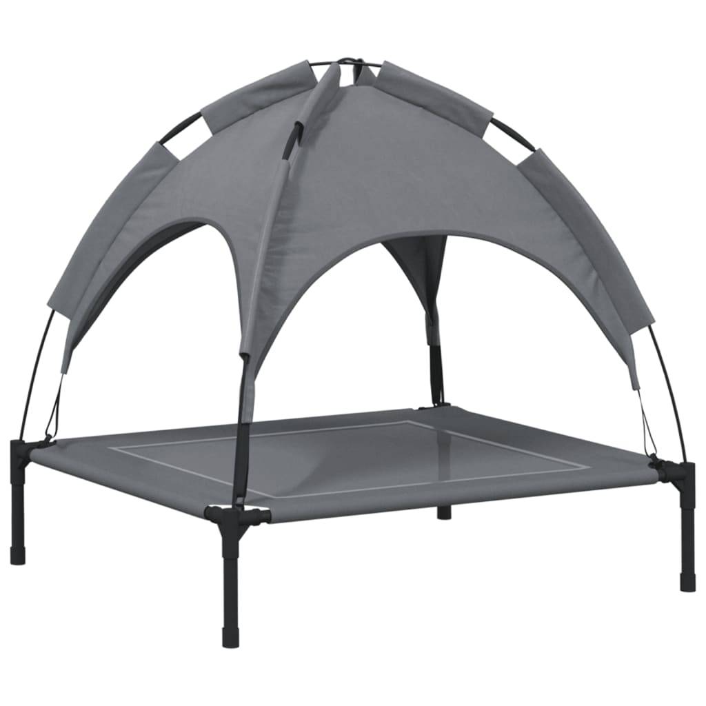Lit de Camp pour Chien avec Auvent Amovible Acier et Tissu Anthracite 71x64cm – ComfortXL Pet Living - Image 6