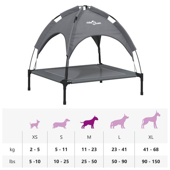 Lit de Camp pour Chien avec Auvent Amovible Acier et Tissu Anthracite 71x64cm – ComfortXL Pet Living - Image 9