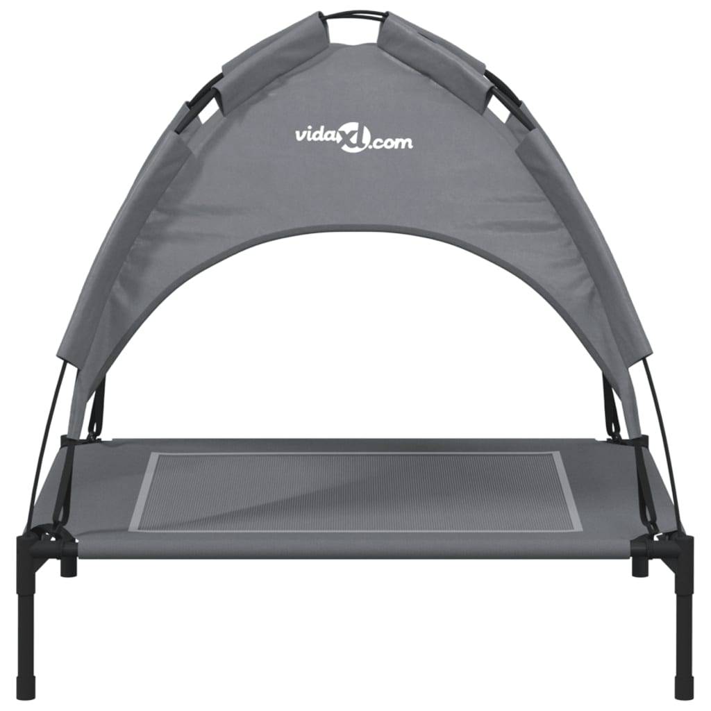 Lit de Camp pour Chien avec Auvent Amovible Acier et Tissu Anthracite 71x64cm – ComfortXL Pet Living - Image 4