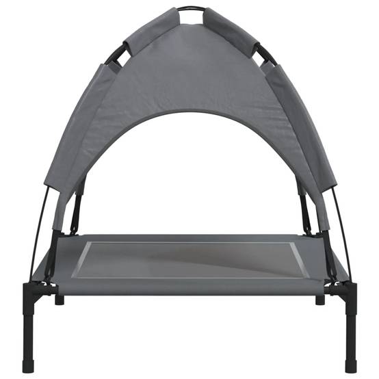 Lit de Camp pour Chien avec Auvent Amovible Acier et Tissu Anthracite 71x64cm – ComfortXL Pet Living - Image 5