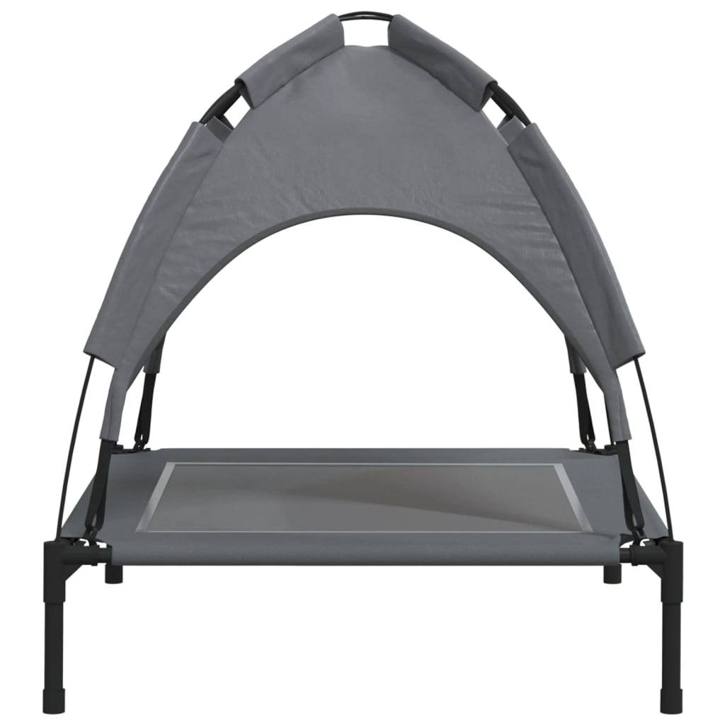 Lit de Camp pour Chien avec Auvent Amovible Acier et Tissu Anthracite 71x64cm – ComfortXL Pet Living - Image 5