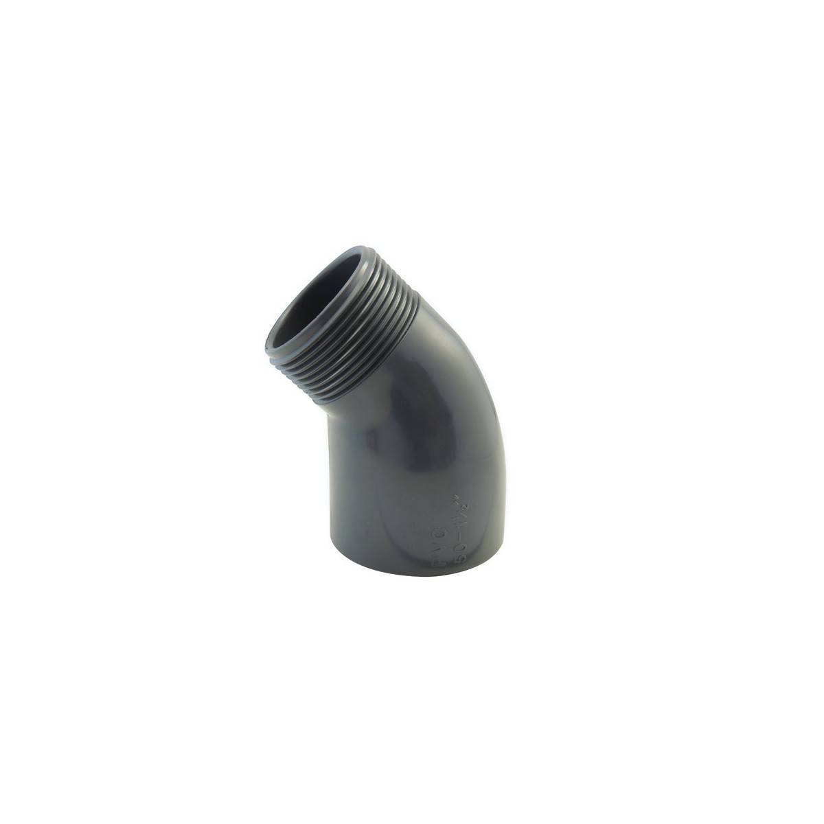 Codital - Coude mixte à visser et à coller 45° femelle / male en PVC - Ø A: 63mm | Ø B: 2'' - Imagen 1