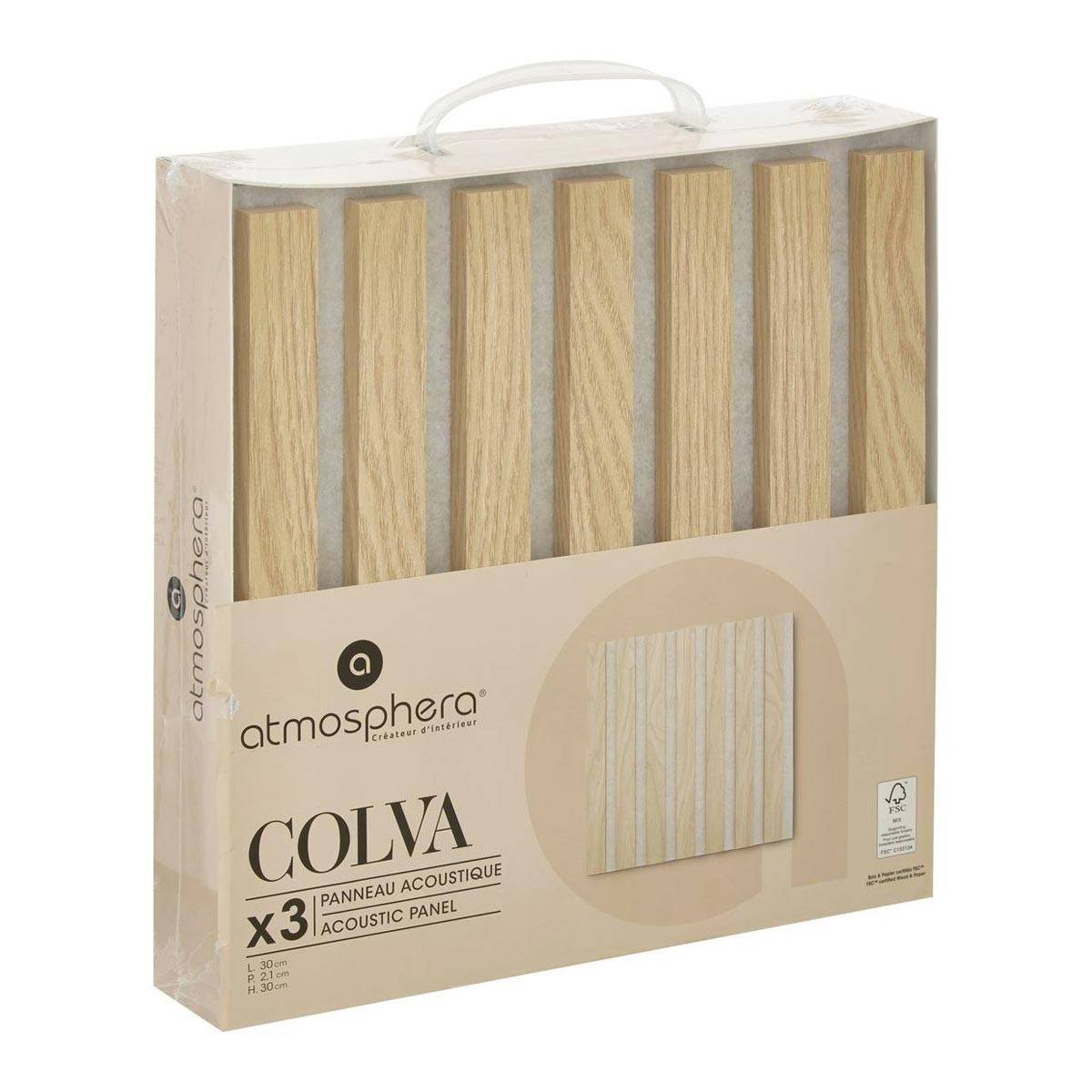Lot de 3 Panneaux Déco "Colva" 30x30cm Beige - Image 4