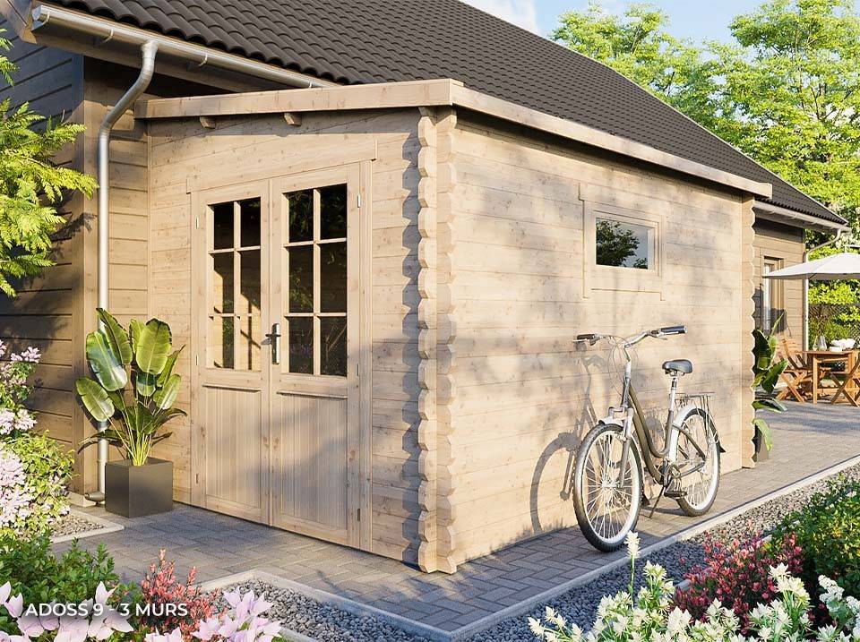 Abri de Jardin Bois Adossable 9m² - 250 x 360 cm - Epaisseur Murs : 28mm - Cabanon de Jardin - ADOSS 9 - Image 1