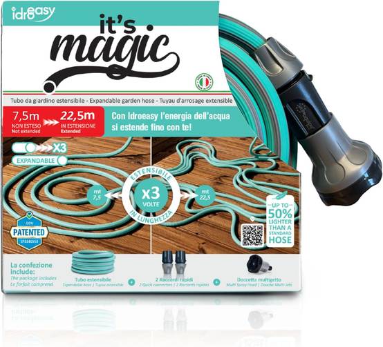 Jardibric - Jardibric - Tuyaux d'arrosage extensible Magic Soft Smart de 1/2" (12,5 mm.) extension 22,5 m. avec 1 lance de 6 jets - Image 1