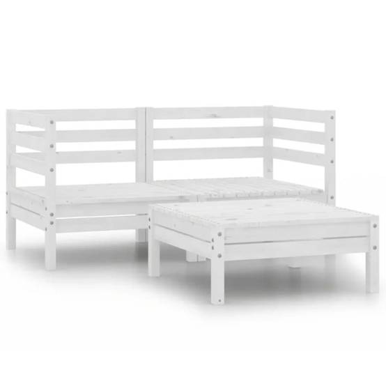 Salon d'Angle de Jardin Style Palette en Bois de Pin 3 Pièces avec Table Basse Blanc – ComfortXL Outdoor Living - Image 1