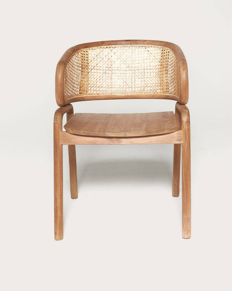 Moon - Chaise en teck massif et cannage rotin - UNIQKA - Imagen 4