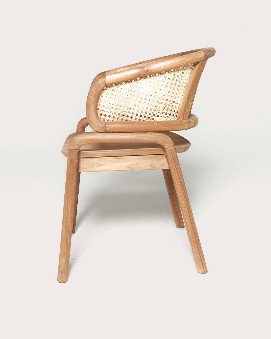Moon - Chaise en teck massif et cannage rotin - UNIQKA - Imagen 5