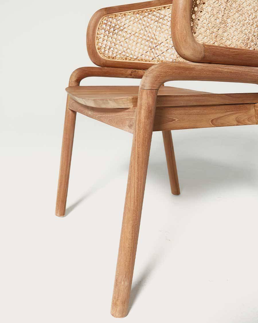 Moon - Chaise en teck massif et cannage rotin - UNIQKA - Imagen 9