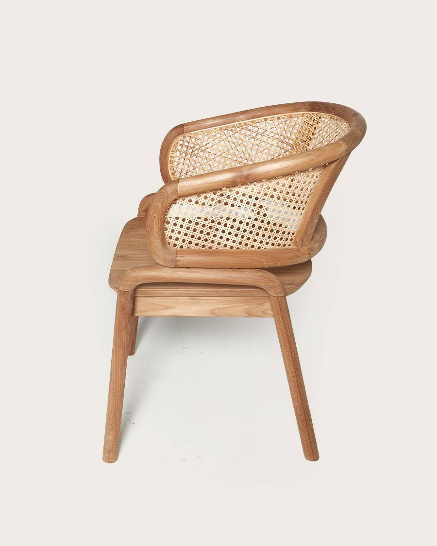 Moon - Chaise en teck massif et cannage rotin - UNIQKA - Imagen 6