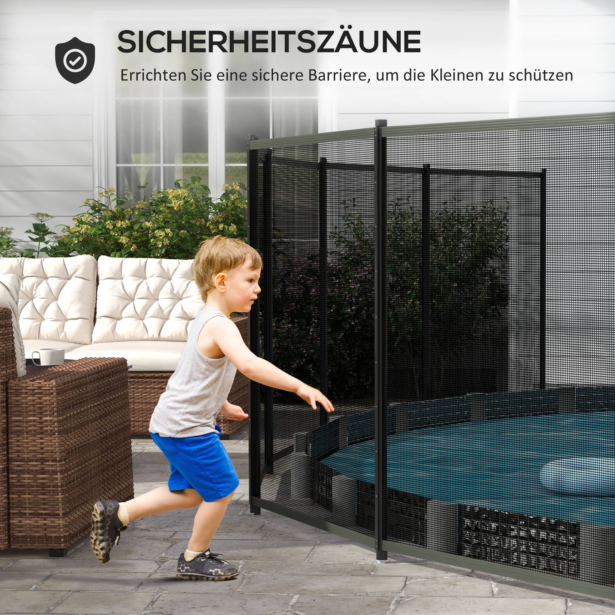 Barrière de sécurité piscine aluminium et textilène noir 365 x 2.5 x 126 cm - PANGIVO - Image 6