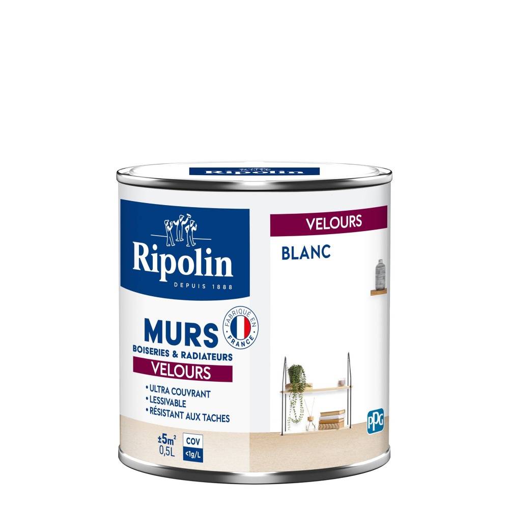 Ripolin - Peinture blanc mur, boiserie, radiateur RIPOLIN velours 0.5 l - Image 1