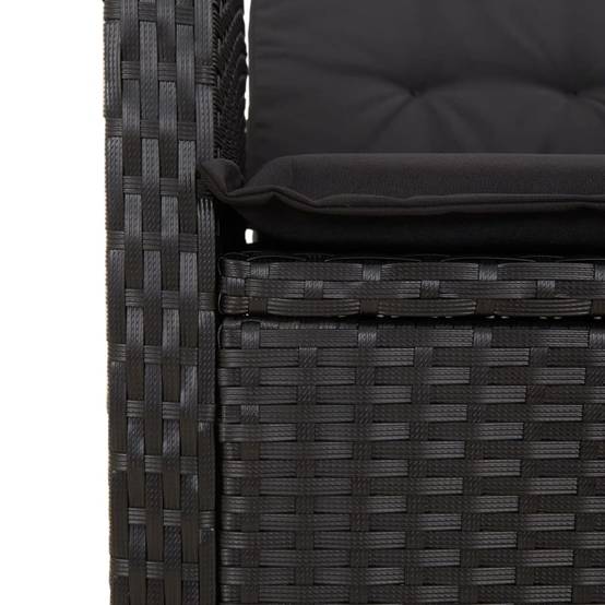 Salon de Jardin Table Acacia et 8 Chaises Noires, 2 Fauteuils avec Repose-pieds, Coussins Noirs Inclus – ComfortXL Outdoor Living - Image 8