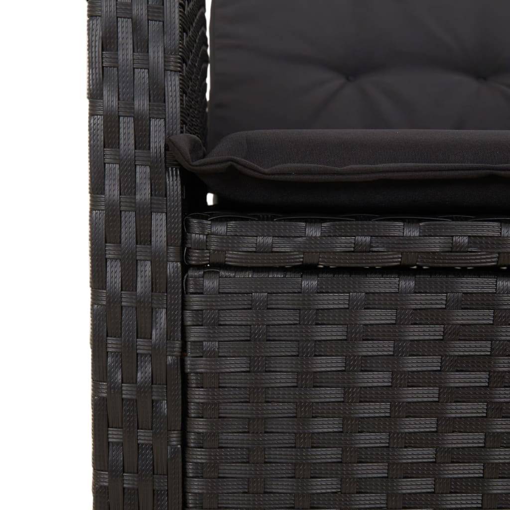 Salon de Jardin Table Acacia et 8 Chaises Noires, 2 Fauteuils avec Repose-pieds, Coussins Noirs Inclus – ComfortXL Outdoor Living - Image 8