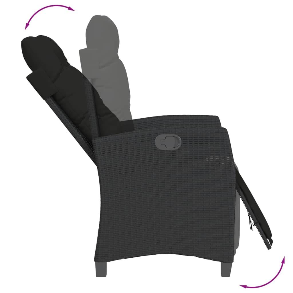 Salon de Jardin Table Acacia et 8 Chaises Noires, 2 Fauteuils avec Repose-pieds, Coussins Noirs Inclus – ComfortXL Outdoor Living - Image 7