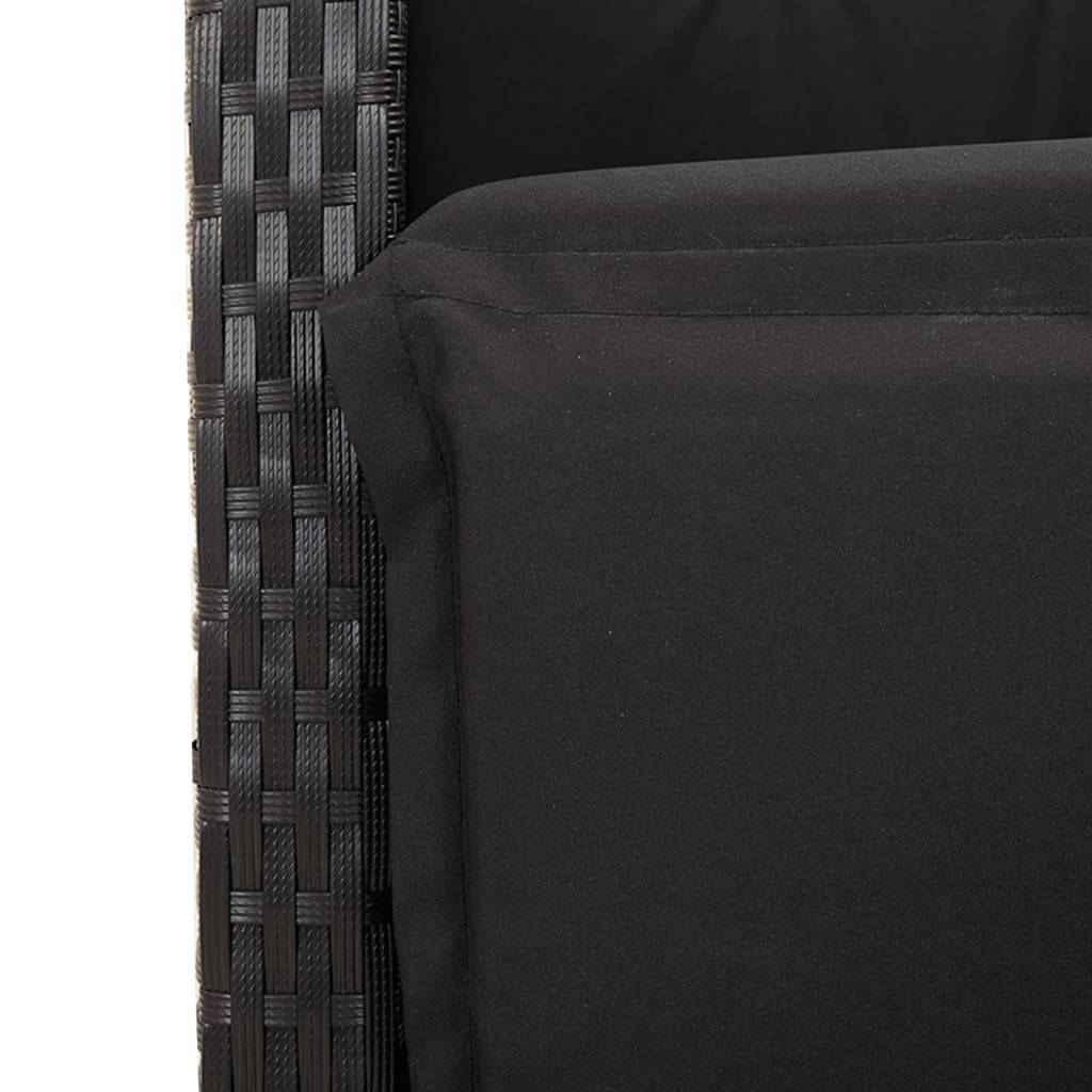 Salon de Jardin Table Acacia et 8 Chaises Noires, 2 Fauteuils avec Repose-pieds, Coussins Noirs Inclus – ComfortXL Outdoor Living - Image 9