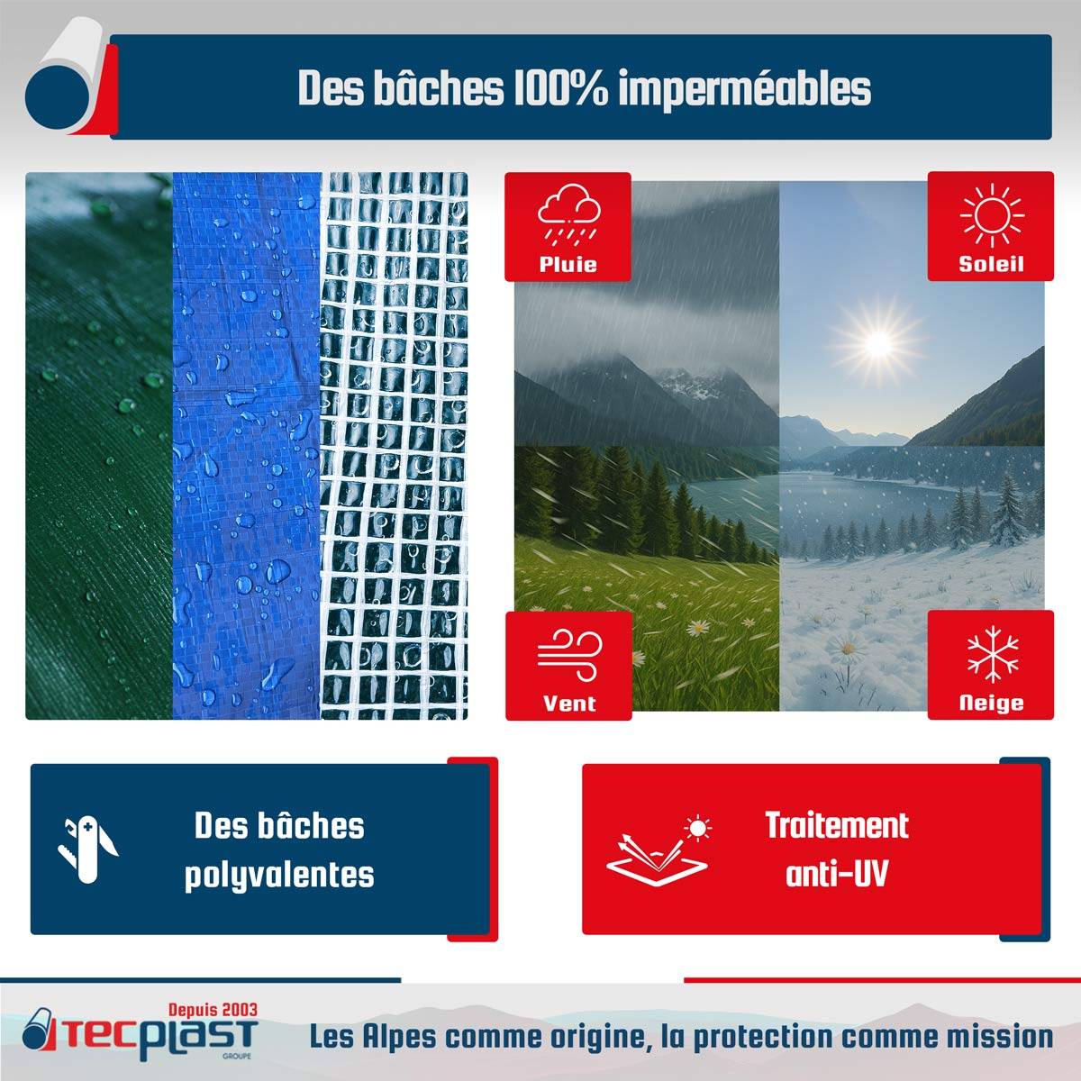 8 Bâches de Jardin imperméables - 2x3m (x2) + 3x5m (x2) HQ250JD / 3x4m (x2) TR170JD / 4x5m (x2) SR150JD - PT3JD TECPLAST - Image 4