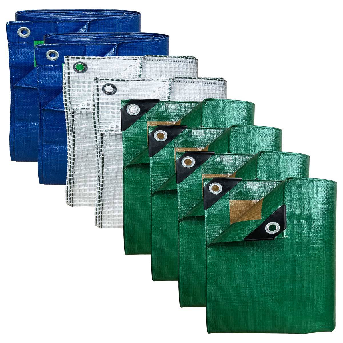 8 Bâches de Jardin imperméables - 2x3m (x2) + 3x5m (x2) HQ250JD / 3x4m (x2) TR170JD / 4x5m (x2) SR150JD - PT3JD TECPLAST - Image 1