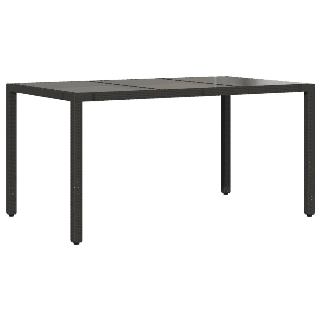 PANGIVO - Table de jardin résine tressée verre trempé noir 150 x 90 x 75 cm - PANGIVO - Image 2