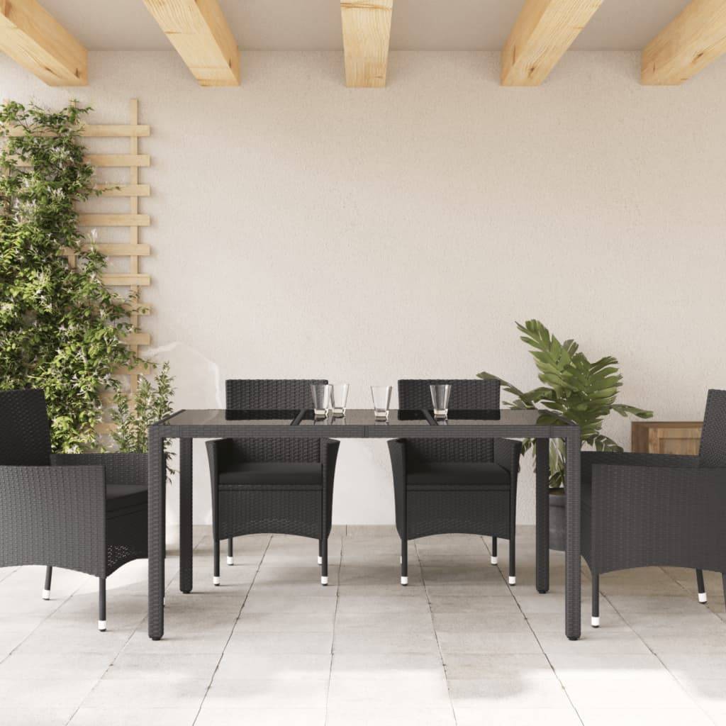 PANGIVO - Table de jardin résine tressée verre trempé noir 150 x 90 x 75 cm - PANGIVO - Image 3