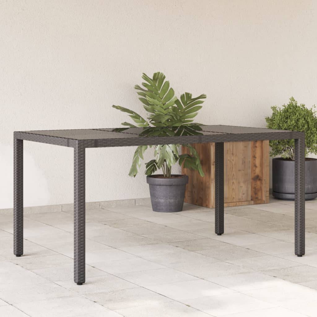 PANGIVO - Table de jardin résine tressée verre trempé noir 150 x 90 x 75 cm - PANGIVO - Image 1
