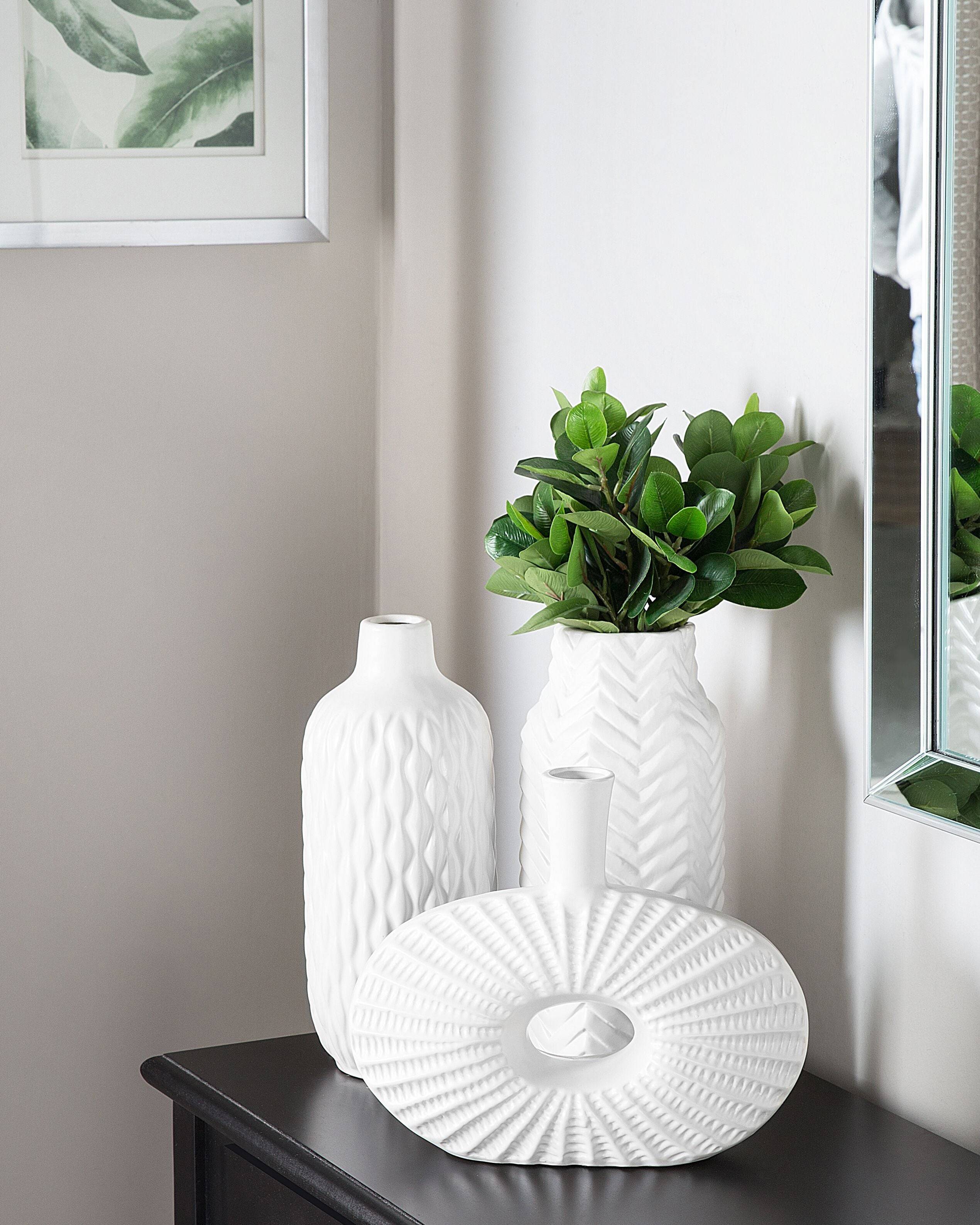 Beliani - Vase décoratif Grès Blanc EMAR - 14x14x31- Beliani - Image 1