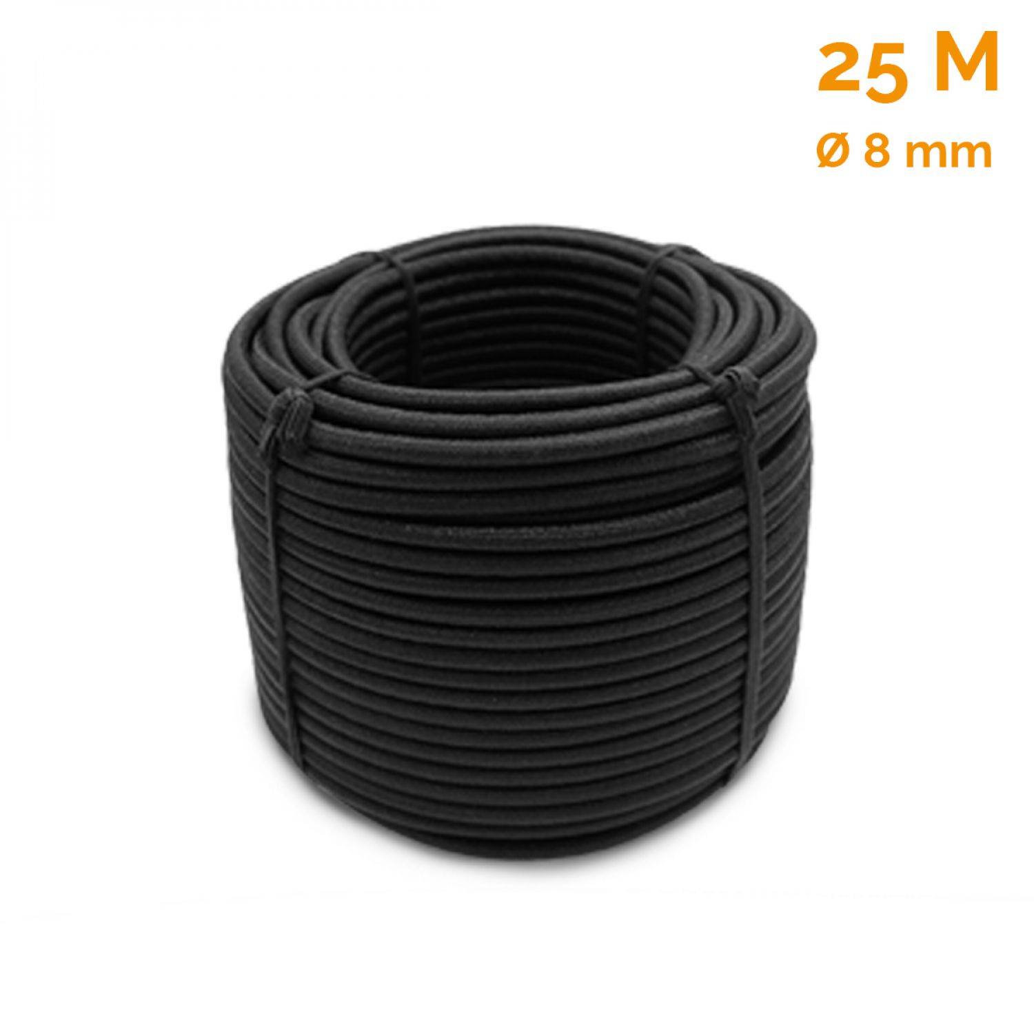 Linxor - Bobine, rouleau de tendeur élastique - 25 mètres x 8 mm - Noir - Linxor - Imagen 2