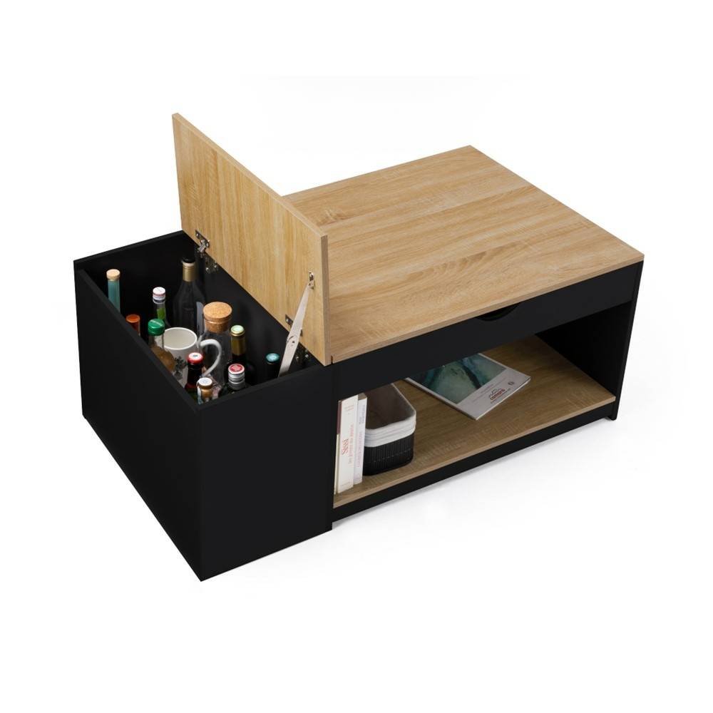Facilitys - Table basse avec plateau relevable effet bois - style industriel - Imagen 3