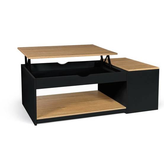 Facilitys - Table basse avec plateau relevable effet bois - style industriel - Imagen 1