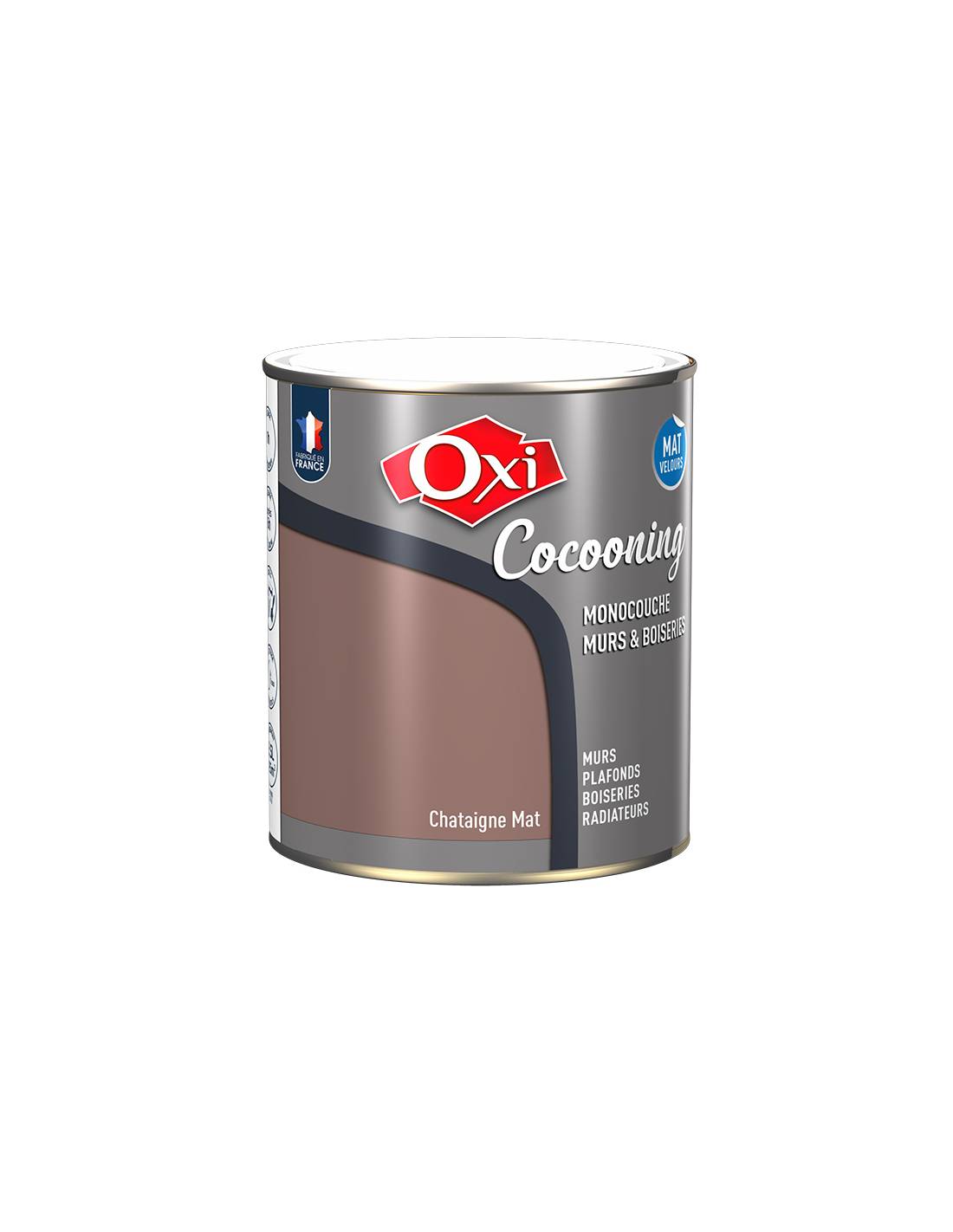 Oxi - Peinture Oxi Cocooning Châtaigne Finition Mat Velours Chaleureuse - Oxi