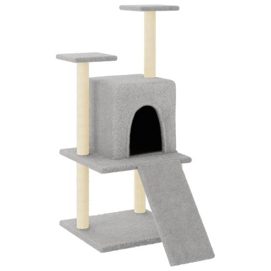 Arbre à chat bois et peluche gris clair 78.5 x 60 x 110 cm - PANGIVO - Image 2