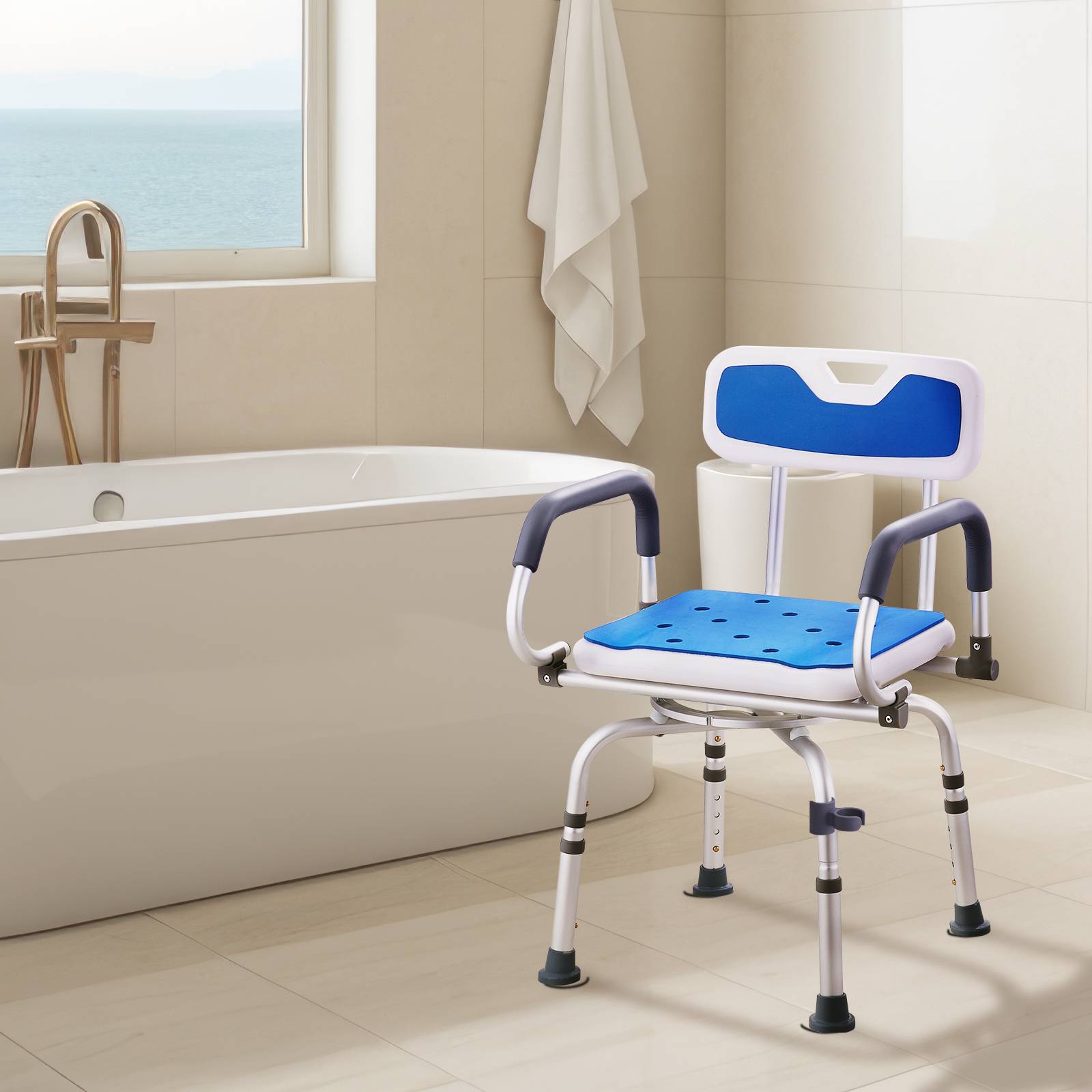 Vevor - VEVOR Siège bain rotatif 360°, bras réglables/mobiles, antidérapant, capacité 400 lb, handicapés. - Image 8