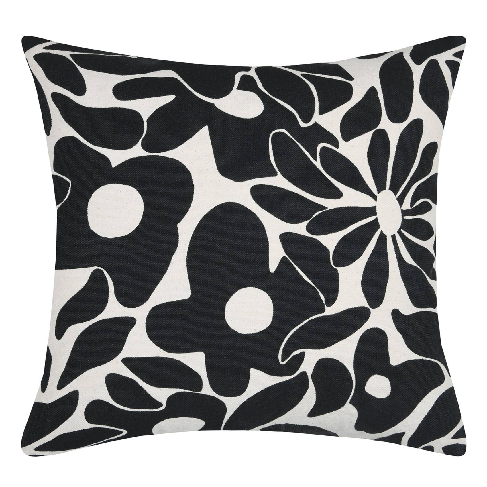 Lovely Casa - Housse de coussin imprimée graphique en coton - LOVELY CASA - Coton - Noir - Image 1